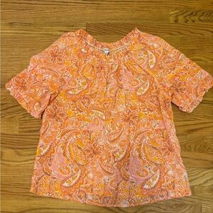 Nanette Lepore Orange and Pink Paisley Blouse